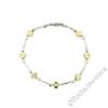 Image 2 : 14kt White and Yellow Gold 0.50 ctw Burnish Diamond Flower and Bar Link Bracelet