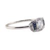 Image 2 : 0.64 ctw Diamond and Sapphire Ring - Platinum