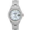 Image 2 : Rolex Ladies Stainless Steel MOP Diamond 18K Gold Bezel Datejust Wristwatch
