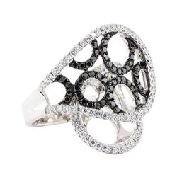 1.17 ctw Black and White Diamond Ring - 18KT White Gold