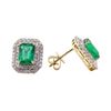 Image 2 : 3.57 ctw Emerald and Diamond Earrings - 14KT Yellow Gold