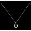 Image 1 : 7.50 ctw Emerald and Diamond Pendant With Chain - 14KT White Gold