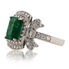 Image 2 : 3.17 ctw Emerald and 1.03 ctw Diamond Platinum Ring