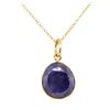 Image 1 : Faceted Sapphire Slice Pendant with Chain - 14KT Yellow Gold