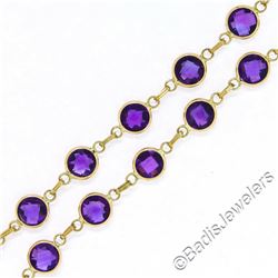 14kt Yellow Gold 10.50 ctw Round Checkerboard Amethyst by the Yard Chain Bracele