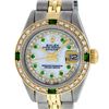 Image 2 : Rolex Ladies 2 Tone Yellow Gold MOP Diamond & Emerald Datejust Wristwatch