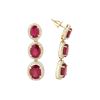 Image 2 : 15.25 ctw Ruby and Diamond Earrings - 14KT Yellow Gold