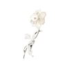 Image 2 : 0.53 ctw Diamond and Pearl Flower Pin - 18KT White Gold