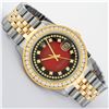 Image 3 : Rolex Mens 2 Tone Red Vignette String VS 3 ctw Channel Set Diamond Datejust Wris