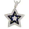 Image 1 : 18kt Gold 1.10 ctw Diamond Star Pendant Necklace with Blue and Gold Enamel