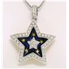 Image 2 : 18kt Gold 1.10 ctw Diamond Star Pendant Necklace with Blue and Gold Enamel