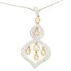 Image 1 : 18kt White and Yellow Gold 2.10 ctw White and Yellow Diamond Dangle Pendant Neck