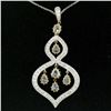 Image 2 : 18kt White and Yellow Gold 2.10 ctw White and Yellow Diamond Dangle Pendant Neck