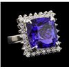 Image 1 : GIA Cert 17.69 ctw Tanzanite and Diamond Ring - 14KT White Gold