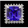 Image 2 : GIA Cert 17.69 ctw Tanzanite and Diamond Ring - 14KT White Gold