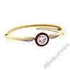 Image 3 : Antique 18kt Yellow Gold and Platinum 2.75 ctw Diamond Ruby Halo Bangle Bracelet