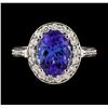 Image 2 : 3.35 ctw Tanzanite and Diamond Ring - 14KT White Gold