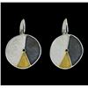 Image 1 : Tri Color Hand Painted Medallion Earrings - Rhodium Plated