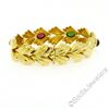 Image 7 : 14kt Yellow Gold 6.81 ctw Multi Gemstone Ribbed Wide Leaf Chain Bracelet