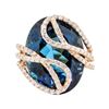 Image 2 : 44.60 ctw London Blue Topaz And Diamond Ring - 14KT Rose Gold