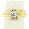 Image 1 : Men's 14kt Yellow and White Gold 0.40 ctw Bezel Round Diamond Solitaire Band Rin