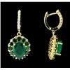 Image 2 : 9.71 ctw Emerald and Diamond Earrings - 14KT Yellow Gold