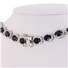 Image 3 : 34.17 ctw Blue Sapphire and 9.15 ctw Diamond 14K White Gold Necklace