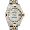 Image 1 : Rolex Ladies 2 Tone Yellow Gold 18K Gold Bezel MOP Diamond & Sapphire Datejust W