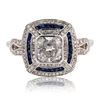 Image 1 : 1.22 ctw Diamond and 0.36 ctw Blue Sapphire 18K White Gold Ring