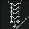 Image 2 : 18kt White Gold 1.15 ctw Black Onyx and Diamond Flower Dangle Pendant Necklace