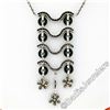 Image 6 : 18kt White Gold 1.15 ctw Black Onyx and Diamond Flower Dangle Pendant Necklace