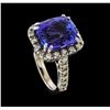 Image 4 : GIA Cert 9.36 ctw Tanzanite and Diamond Ring - 14KT White Gold