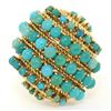 Image 2 : Vintage Large 18k Yellow Gold 50 Natural Round Turquoise Wire Dome Cocktail Ring