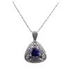 Image 1 : 4.76 ctw Tanzanite and Diamond Pendant With Chain - 14KT White Gold