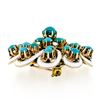 Image 3 : Antique 14kt Rose Gold Round Turquoise and White Enamel Swirl Flower Brooch
