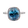 Image 1 : 4.46 ctw Blue Zircon and Diamond Ring - 14KT White Gold