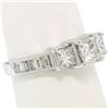 Image 7 : 14k White Gold 1.45 ctw 3 Princess Diamond Engagement Ring w/ Baguette Accents