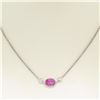 Image 3 : 18K White Gold 16" 1.37 ctw GIA Pink Sapphire & Diamond Pendant Necklace