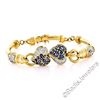 Image 1 : 18kt Yellow Gold 1.58 ctw Diamond and Sapphire Dual Heart Curved Tube Link Brace