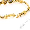 Image 7 : 18kt Yellow Gold 1.58 ctw Diamond and Sapphire Dual Heart Curved Tube Link Brace