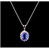 Image 1 : 3.00 ctw Tanzanite and Diamond Pendant With Chain - 14KT White Gold