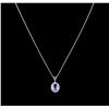 Image 2 : 3.00 ctw Tanzanite and Diamond Pendant With Chain - 14KT White Gold