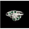 Image 2 : 0.40 ctw Diamond and Emerald Ring - 14KT White Gold