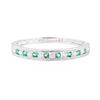 Image 2 : 0.22 ctw Emerald and Diamond Straight-Line Double Milgrain Band - 10KT White Gol