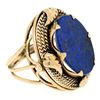 Image 1 : Antique 14kt Rose Gold Oval Lapis Ring w/ Twisted Wire and Leaf Halo