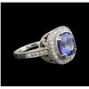 Image 1 : 4.26 ctw Tanzanite and Diamond Ring - 14KT White Gold