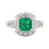 Image 2 : 1.60 ctw Emerald and Diamond Ring - 18KT White Gold