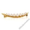 Image 3 : 14kt Yellow Gold Graduated Round Cultured Pearl Polished Crescent Brooch