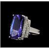 Image 1 : 11.78 ctw Tanzanite and Diamond Ring - 14KT White Gold