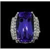 Image 2 : 11.78 ctw Tanzanite and Diamond Ring - 14KT White Gold